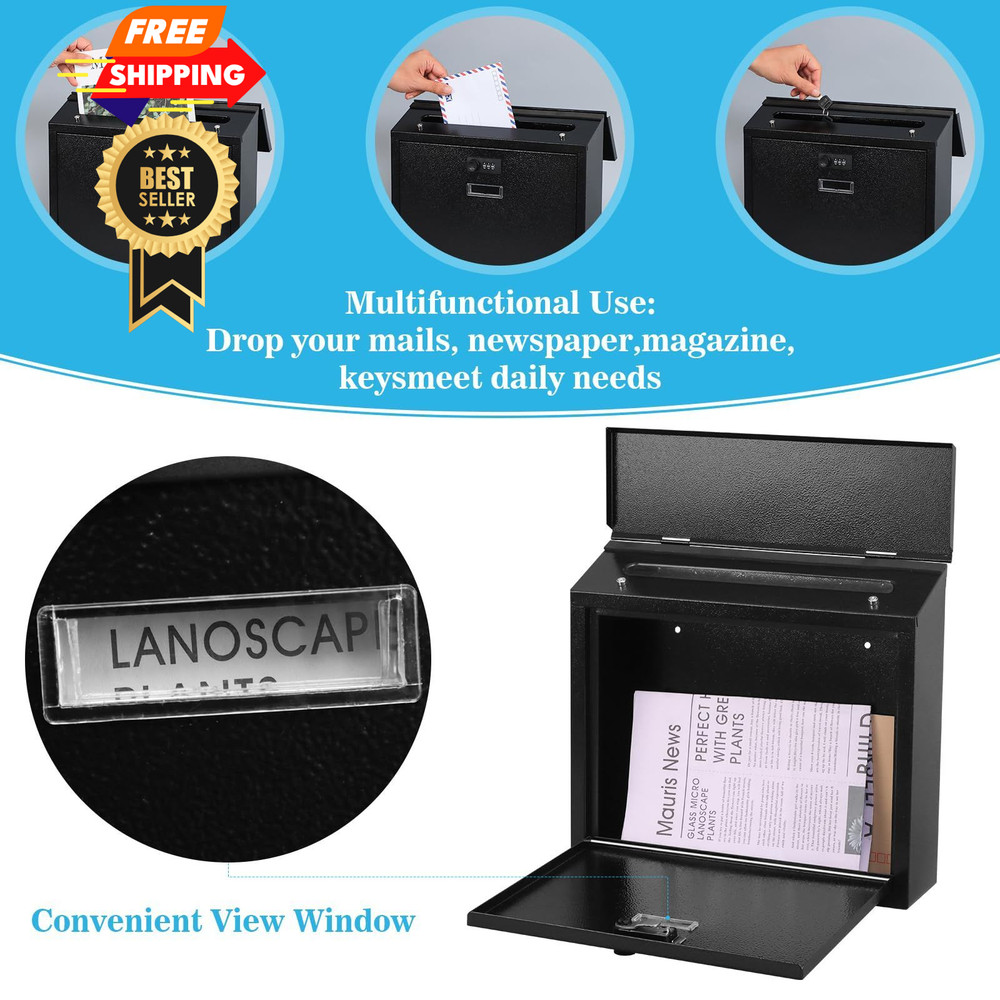 xydled Mail Boxes with Combination Lock,Locking Black Lock