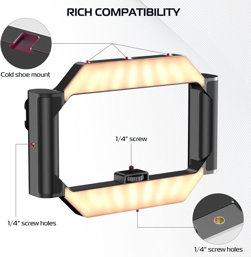 Smartphone Video Rig with Light, Cell Phone Handheld Stabilizer with Ring Lig...