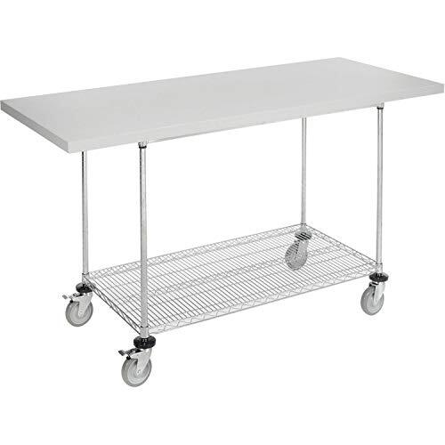 Mobile Workbench with Wire Rack Plastic Laminate Square Edge 72"W x 30"D Chrome