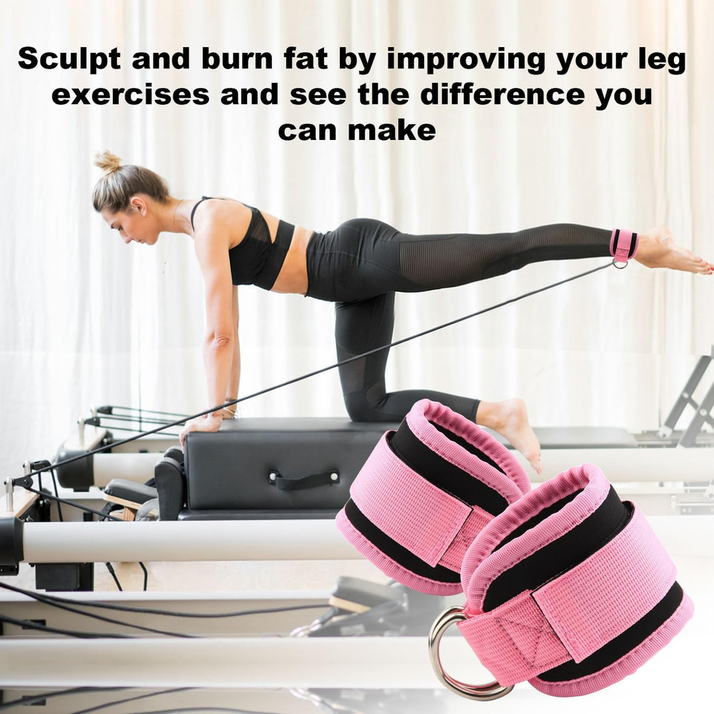 Adjustable Neoprene Ankle Straps for Cable Machine Workouts - 2 Pack