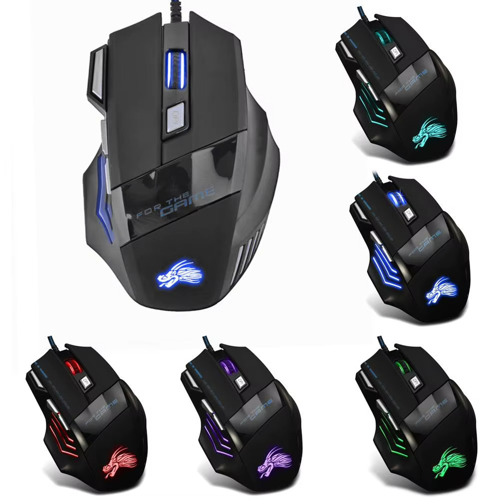 Gaming Mouse 7 Button USB Wired LED Breathing Fire Button 3200 DPI Laptop PC