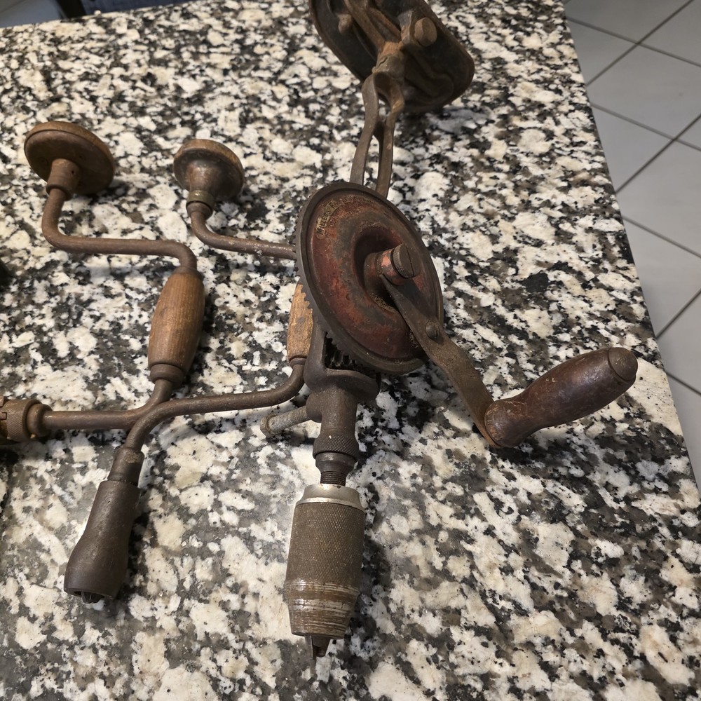 Vintage Antique Hand Tools Drill Blow Torch Snips Scraper