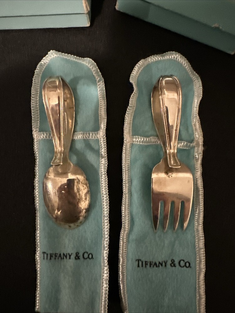 tiffany co engraved sterling silver spoon And Fork.