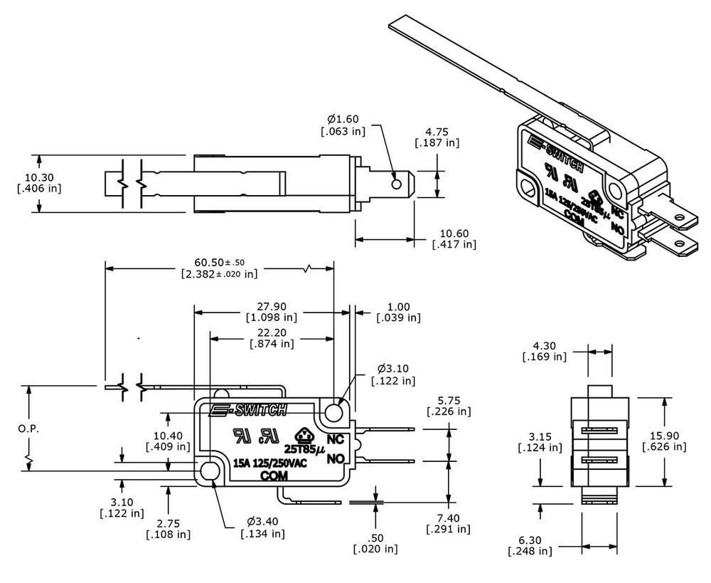 Joystick Microswitch Happ E-Switch 4.8mm Terminal Arcade Switch Micro Cabinet