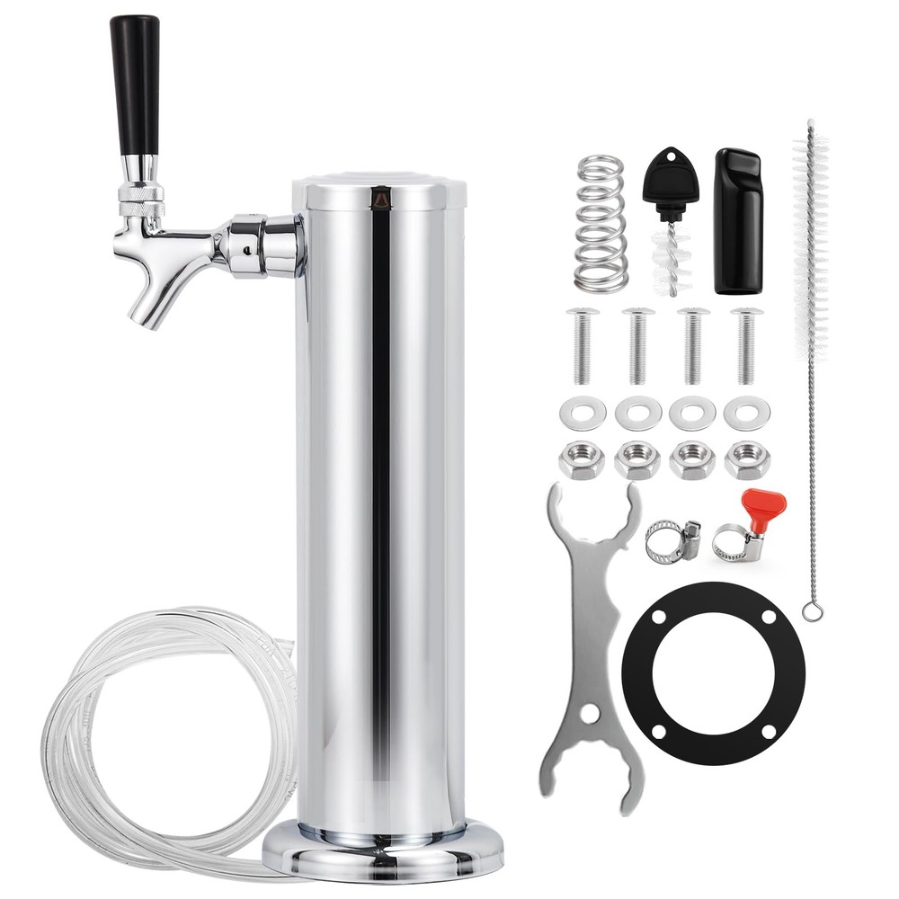 Beer Tower Single Tap Draft Beer Tower, Stainless Steel Keg Tower, 3" Tap Tow...