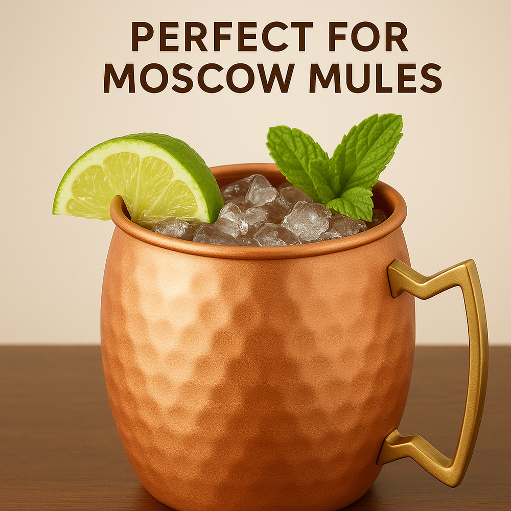100% Handmade 16oz Solid Copper Mule Mug – Barrel Shaped Mug (Set of 4)