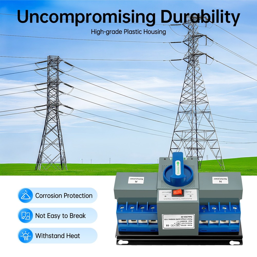 110V 4P 63A Mini Dual Power Automatic Transfer Switch, Dual Power Changeover