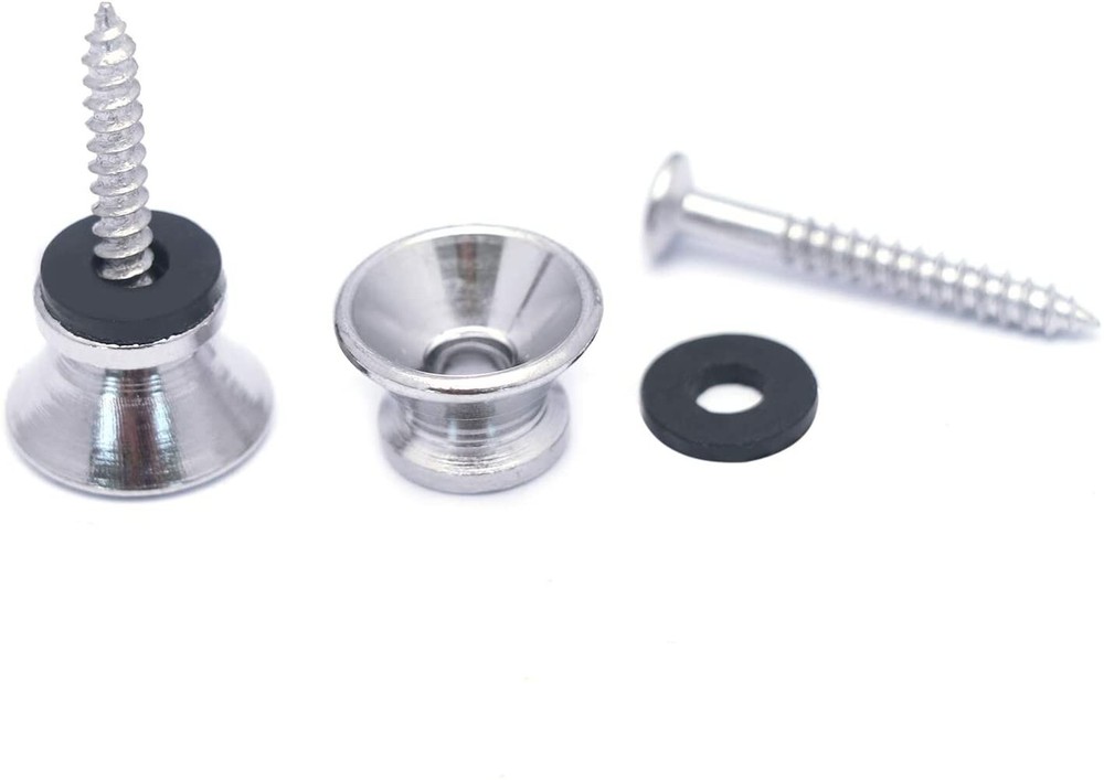 Guitar Strap Button Locks Quick Release Security Retainer Anti-Rust Metal Silver