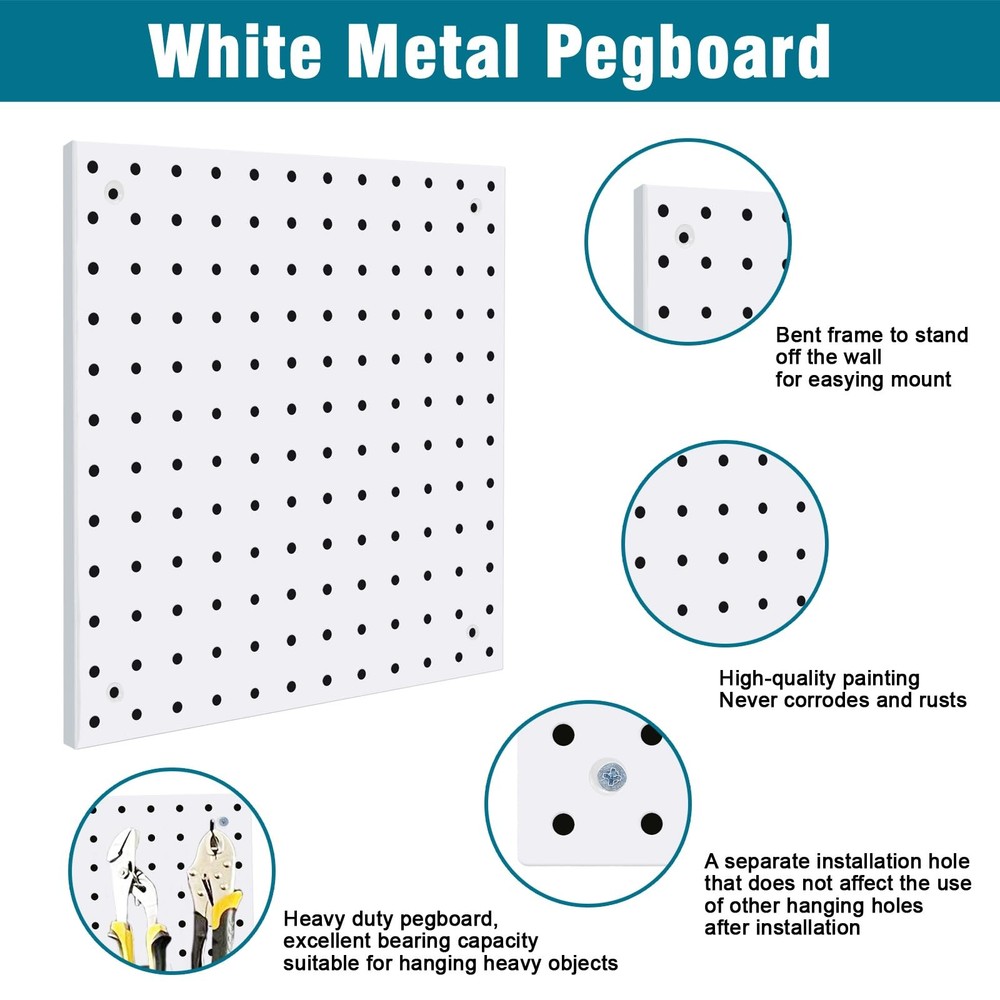Peg Board Kit Accessory Hook Bin Wall Organizer Office Craft Display 129 White
