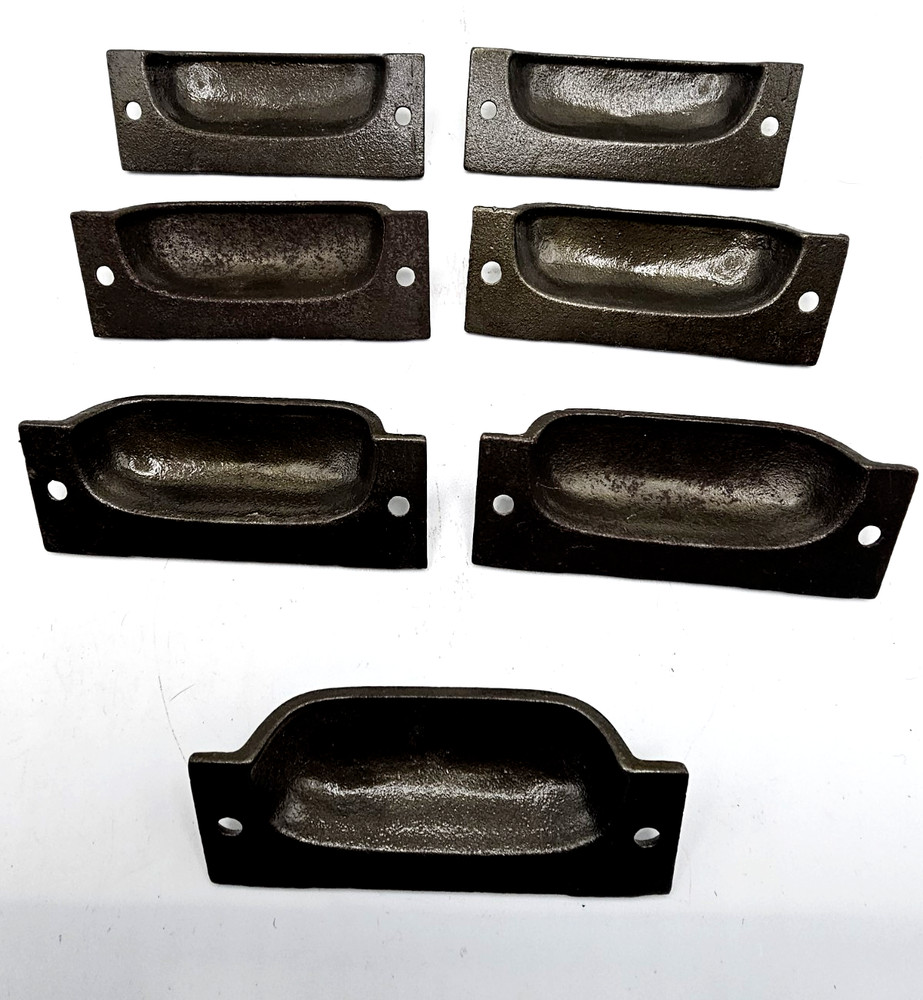 VICTORIAN IRON BIN DRAWER PULLS CABINET HARDWARE 7 ORIGINAL DECORATIVE HANDLES