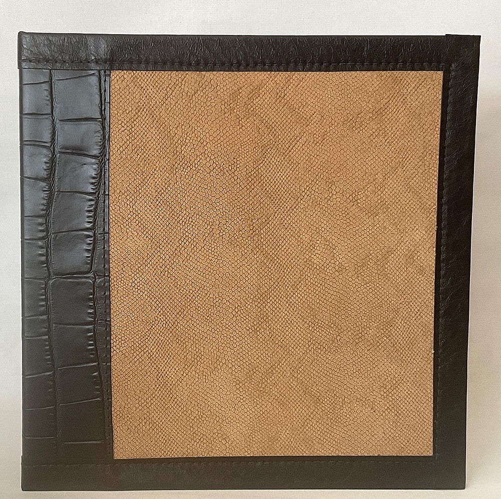 SAND SUEDE PYTHON & BLACK ALLIGATOR COWHIDE 3 RING BINDER