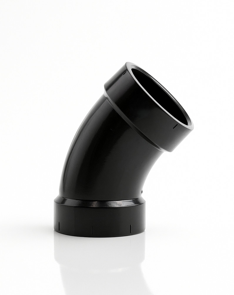 ABS DWV 45° Elbow Fitting (1/8 Bend)Hub x Hub – Available in 1-1/2", 2", 3", 4"