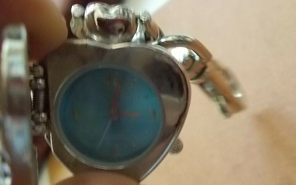Turquoise and Silver Hinged Heart Key Ring Watch