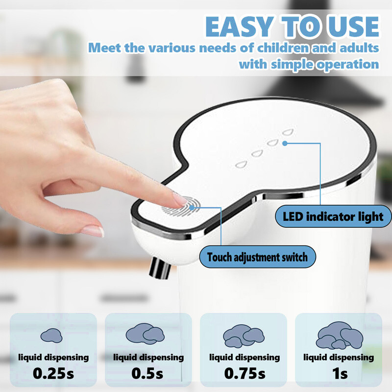 Automatic Foaming Soap Dispenser White Touchless 350ml USB Rechargeable