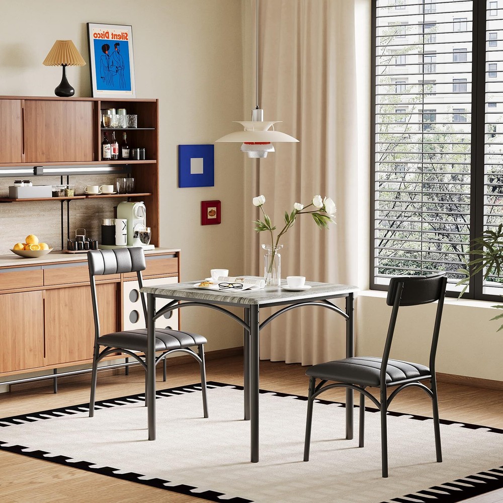 🔥Dining Table Set for 2 3-Piece Kitchen Table and Upholstered Chairs Apartment