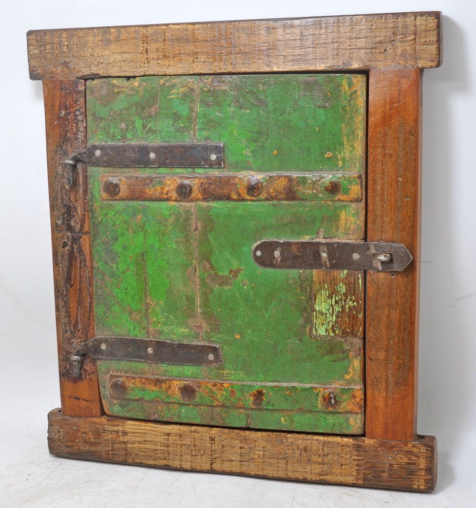 Antique Wooden Wall Décor Window Panel Frame Original Old Hand Crafted Painted