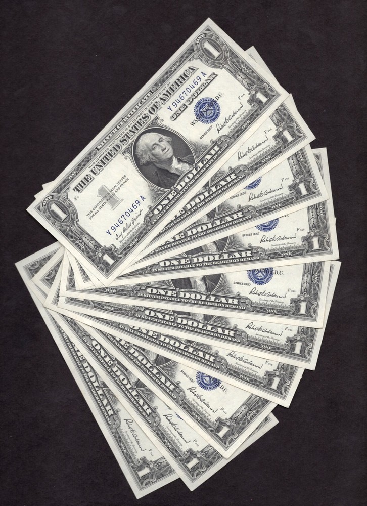 1957 $1 Silver Certificate (10) Consecutive Notes - Uncirculated