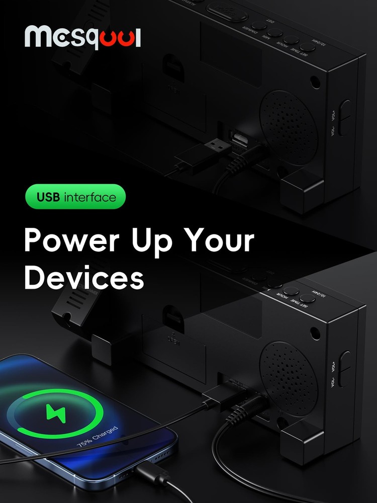 Mesqool Projection Alarm Clock, with Projection, Red Digits;