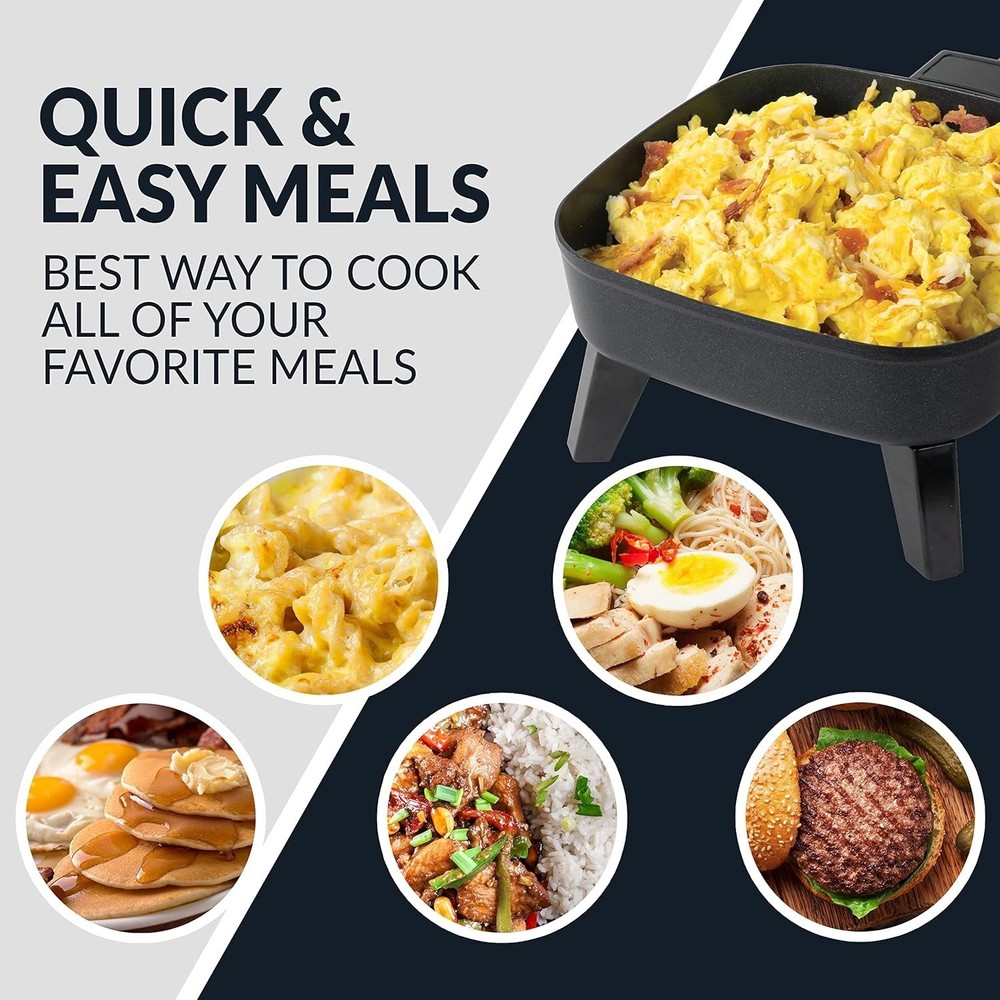7-Inch Electric Non-Stick Skillet, Adjustable Temperature Control, Cool-Touch...