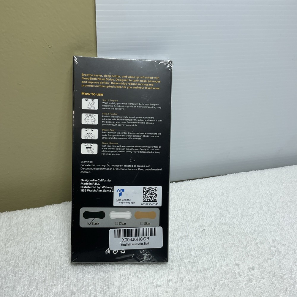 Sleepsloth Nasal Strips Black 36 Count