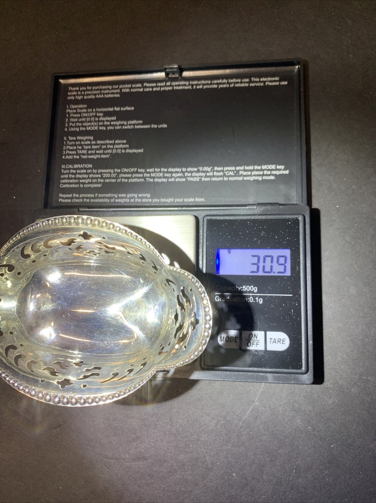 VTG Tiffany & Co Solid 1000 Sterling Silver Ornate Design Candy Dish