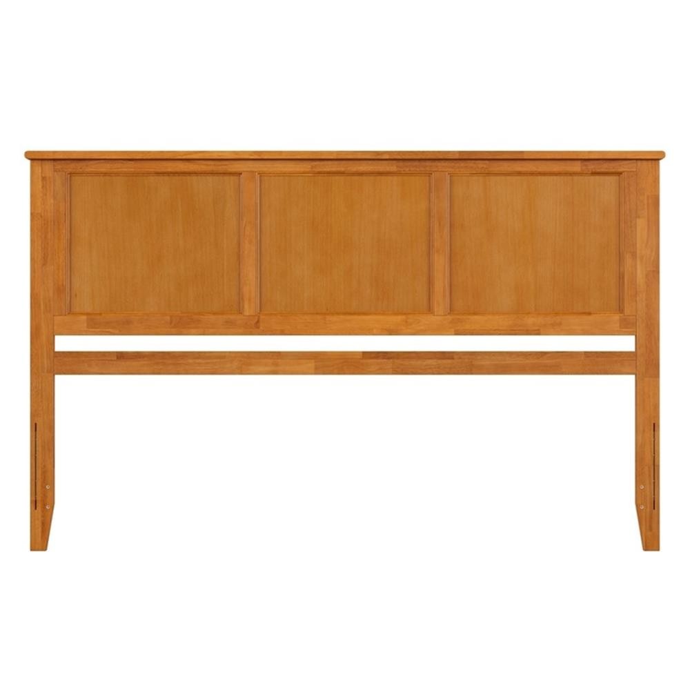 Pemberly Row King Contemporary Solid Wood Panel Headboard in Light Toffee