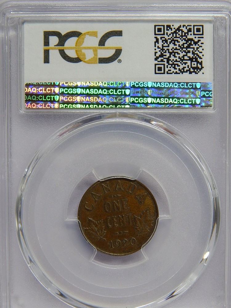 1920 Canada Small Cent PCGS MS-63 BN Struck Thru 1c