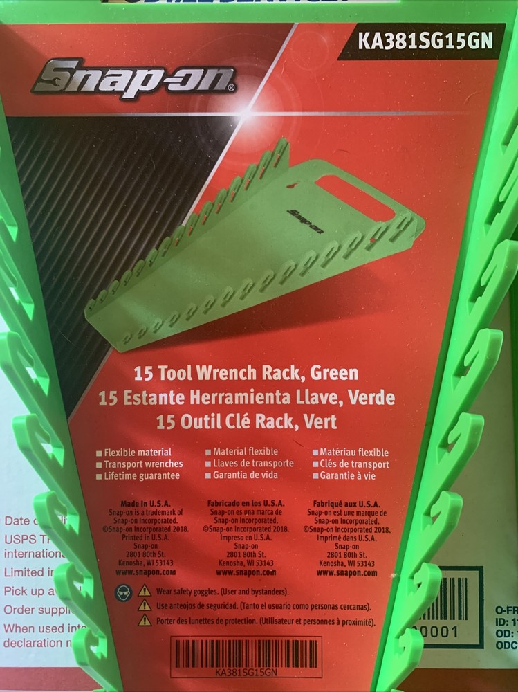 Snap-on Wrench Racks. Green Forward Set.