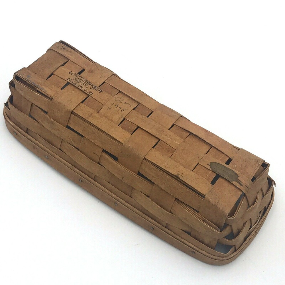 Longaberger Maple Handwoven 1990 Cracker Bread Fruit Basket Signed 11.5" x 5"