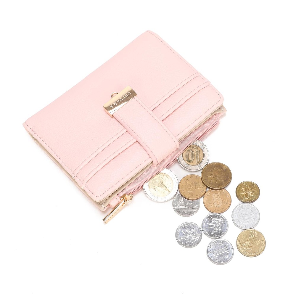 Women’s RFID Blocking Leather Wallet – Small Compact Bifold Wallet with Zippe...