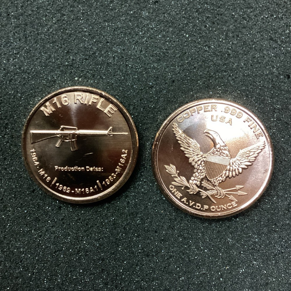 1 oz Copper Round - M16 designed .999 fine copper eagle