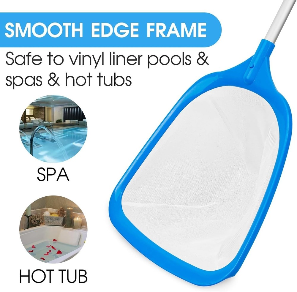 Pool Leaf Skimmer Net Fine Mesh Aluminum Frame Cleaning Tool