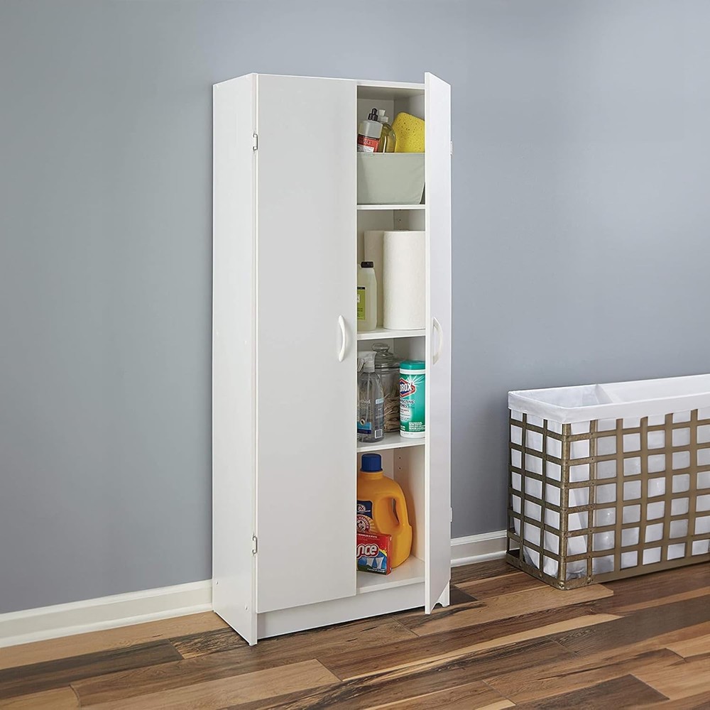Pantry Cabinet Cupboard W/ 2 Doors Adjustable Shelves Standing Storage Kitchen