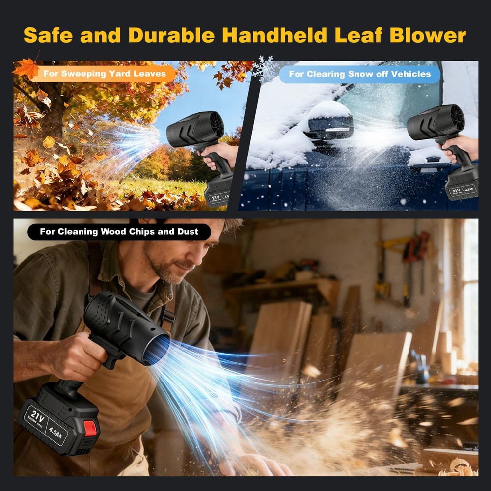 Electric Mini Leaf Blower, Powered Handheld Blower Leaf, Adjustable Black