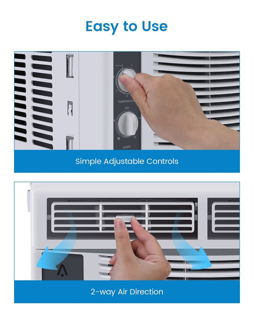 🔥Window Air Conditioners Mechanical Control Panel AC Unit W/Kit 5000 BTU Mounte