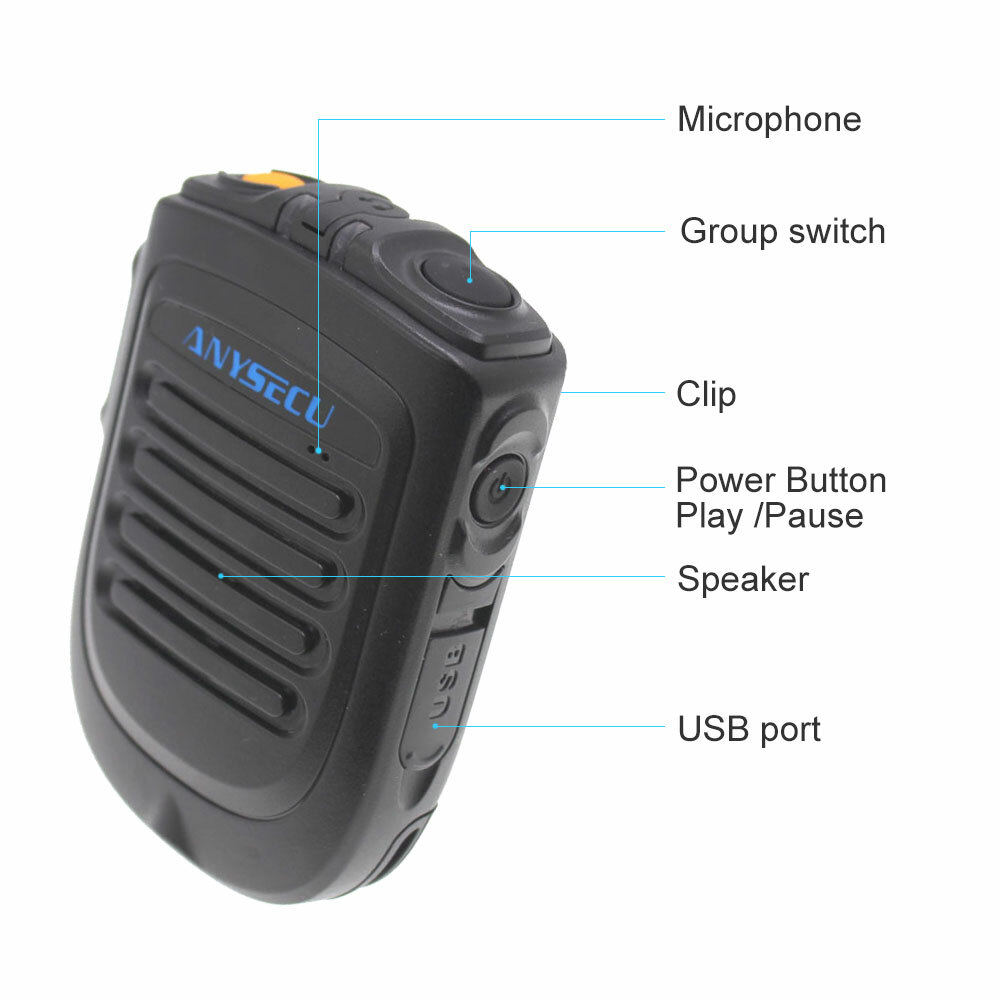 Anysecu B01 Wireless Bluetooth PPT Zello Microphone for Network Android Radio