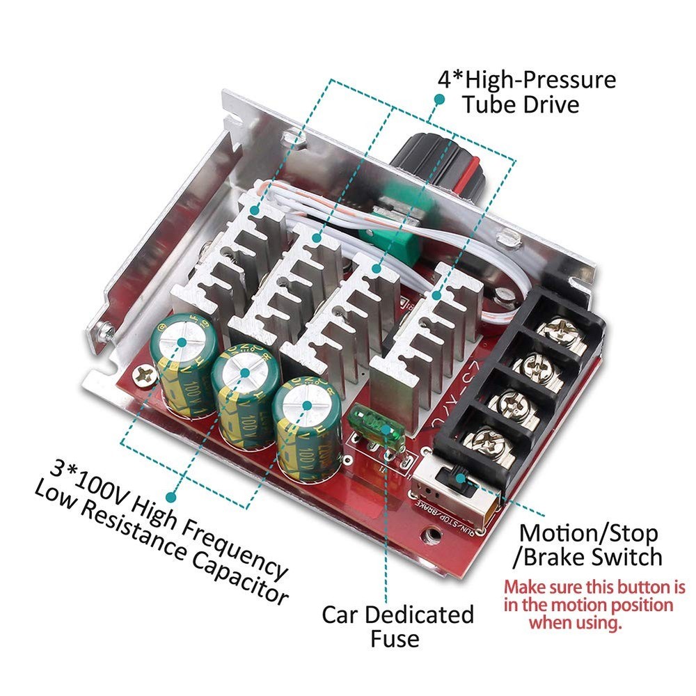 KeeYees 7-70V 30A PWM DC Motor Speed Controller Switch Control 12V 24V silver