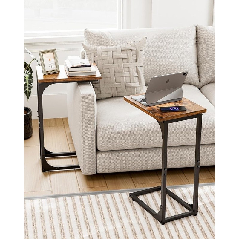 C Shaped Side Table Small Couch Tray Desk Waterproof Scratch Resistant End Table