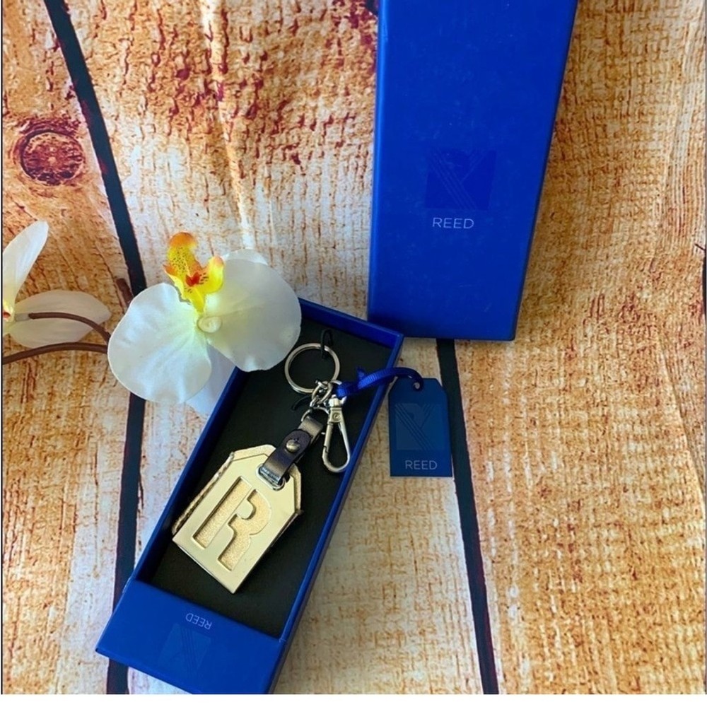 Reed Gold Wallet And Initials R Keychain