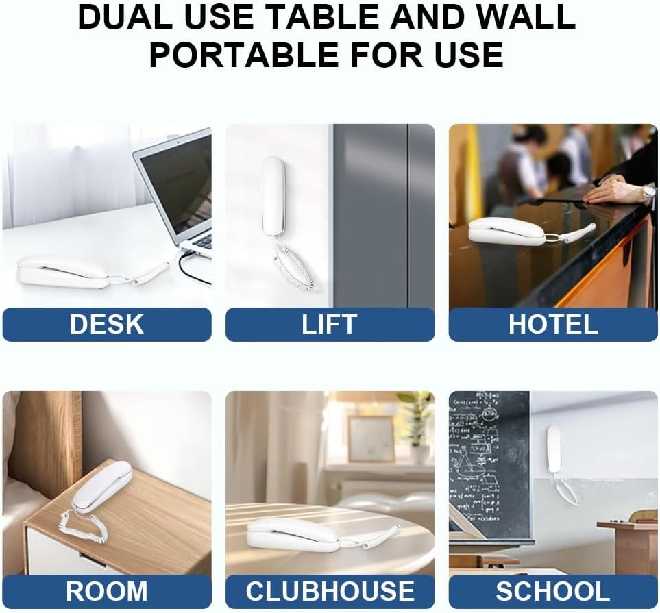 Adjustable Volume Ringtone OF-990 Slimline Telephone Wall-Mountable Basic Corded