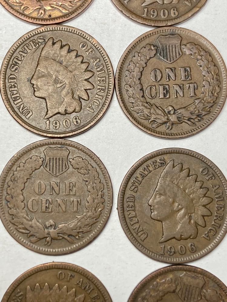 1906 INDIAN CENT ROLL, 50 nice condition (no problem) coins