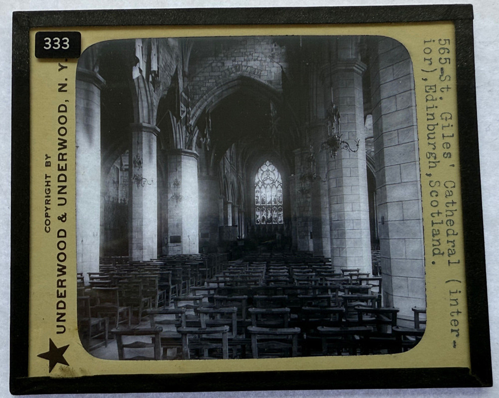 MAGIC LANTERN SLIDE GILES CATHEDRAL INTERIOR EDINBURGH SCOTLAND 1900s 333