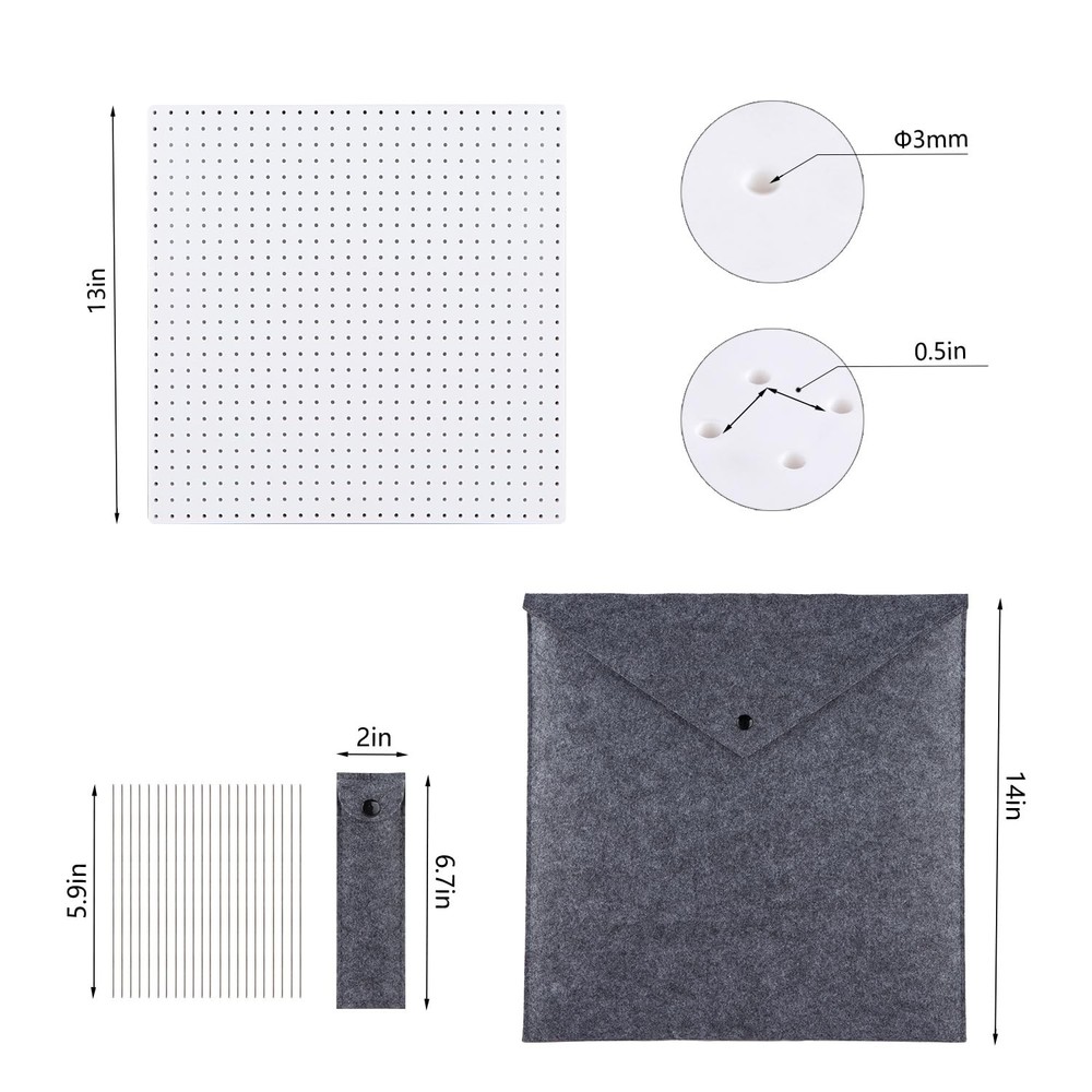 13’’Crochet Blocking Board with 20 Pegs/Pins Granny Square Blocking Boards fo...
