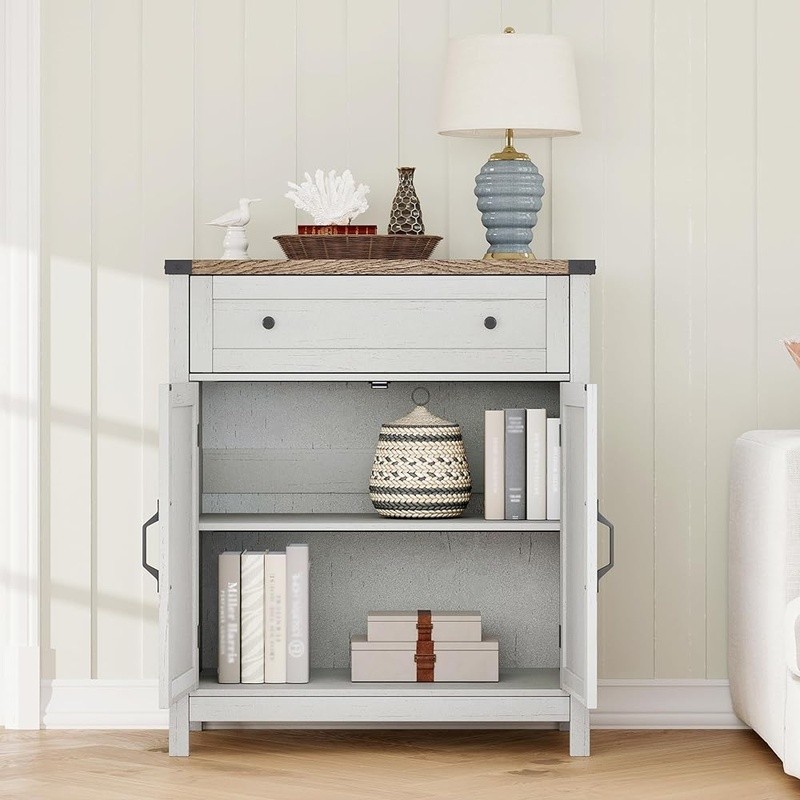 Storage Cabinet W/ Drawer Adjustable Shelf Sturdy Kitchen Bar Sideboard Unit New
