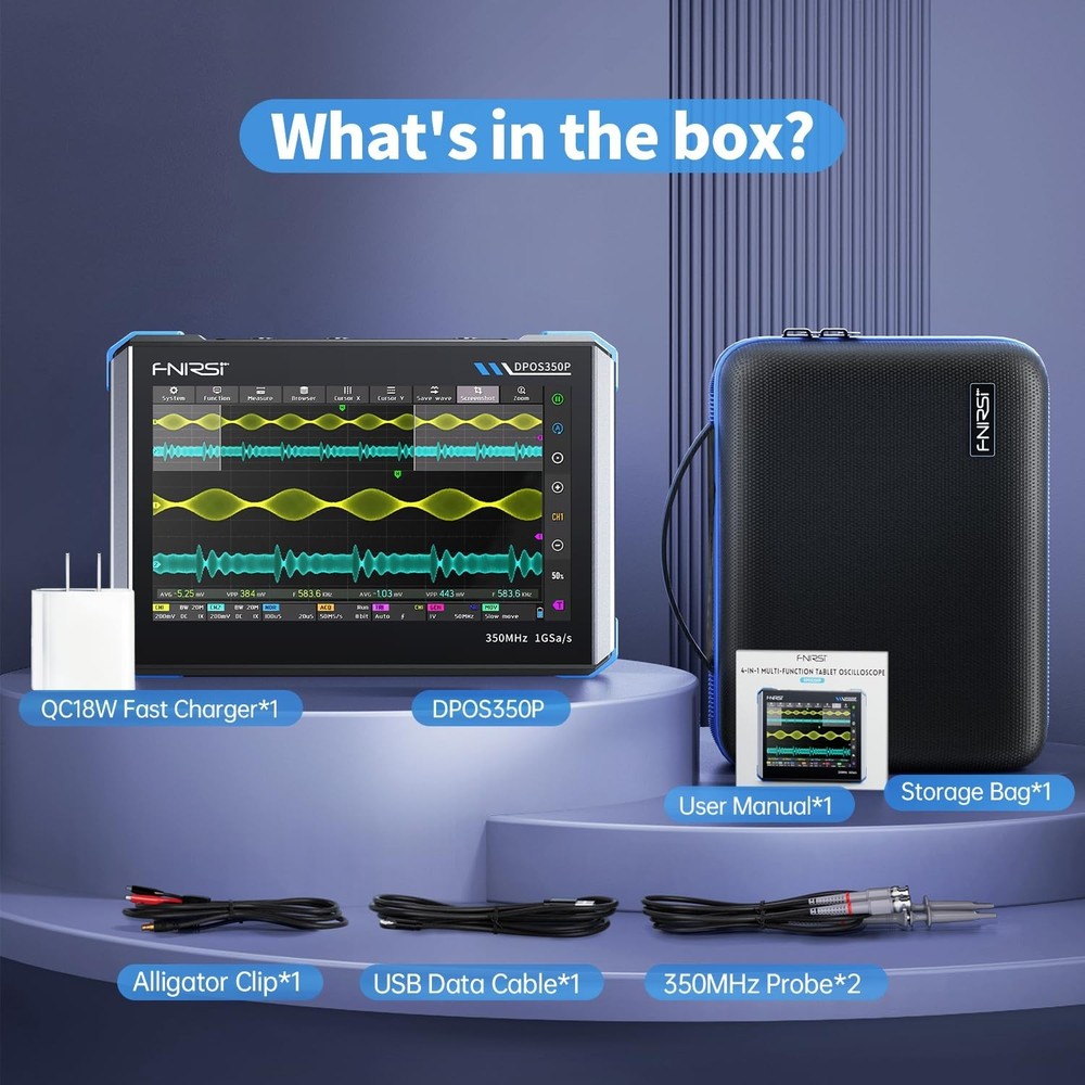 Portable 350MHz Digital Phosphor Oscilloscope with Spectrum Analyzer & Generator