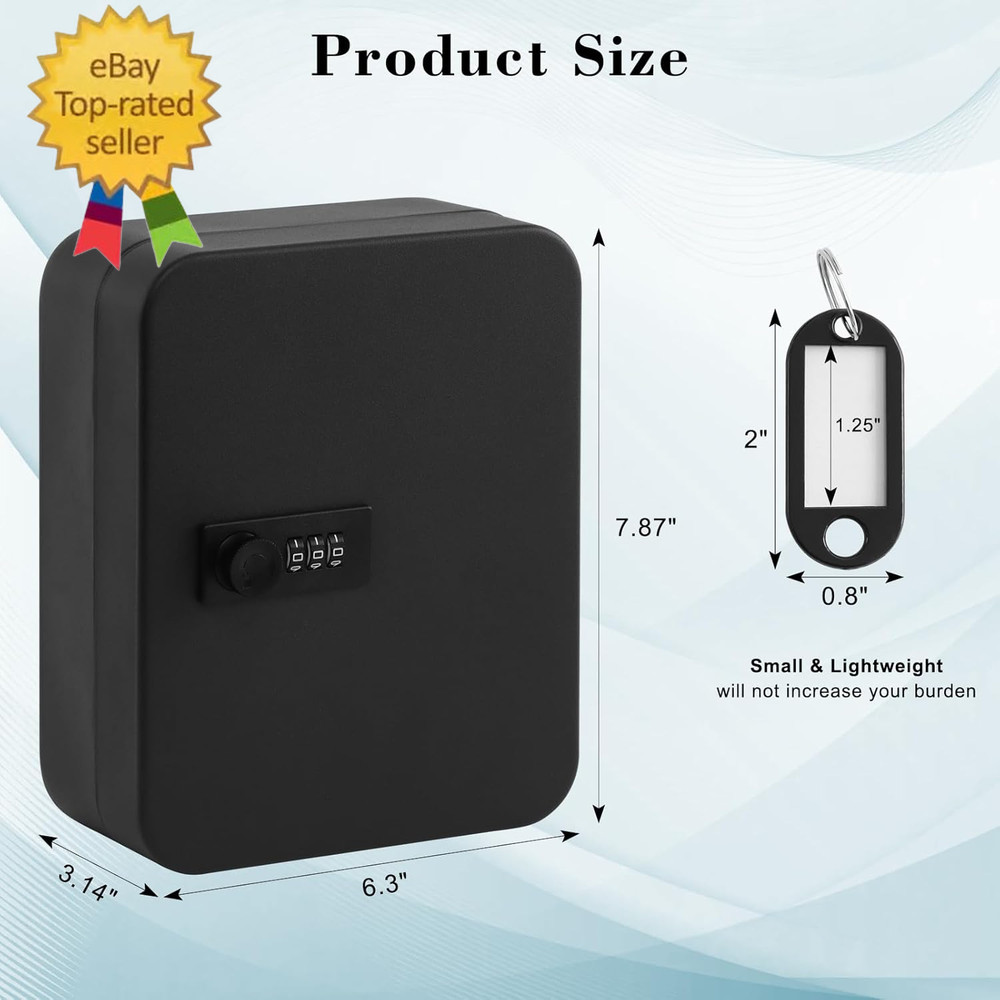 20 Key Storage Lock Box with Code, Key Cabinet Organizer Wall Mount Combination