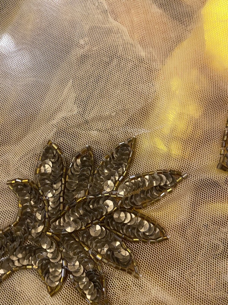 indian beaded/sequinned/mesh tablecloth, handmade
