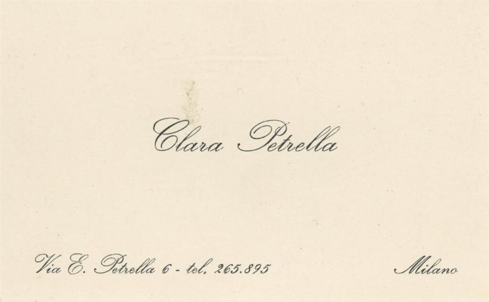 Clara Petrella- Signed Calling Card