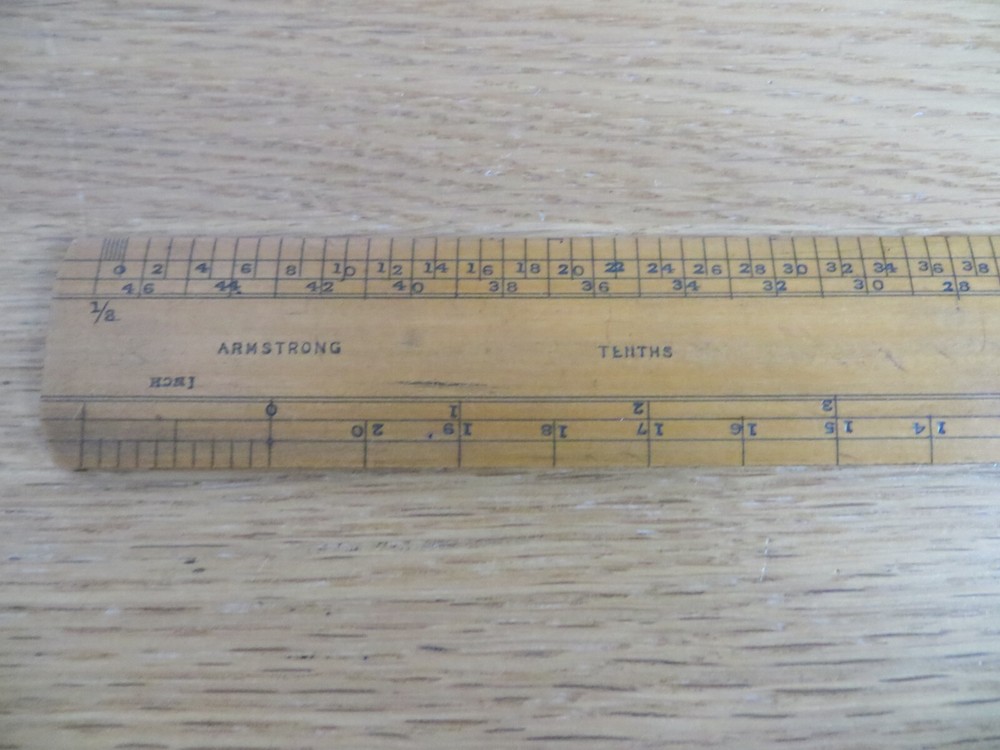 VINTAGE BOXWOOD SCALE RULER 1ft - Armstrong - Multiple Graduations