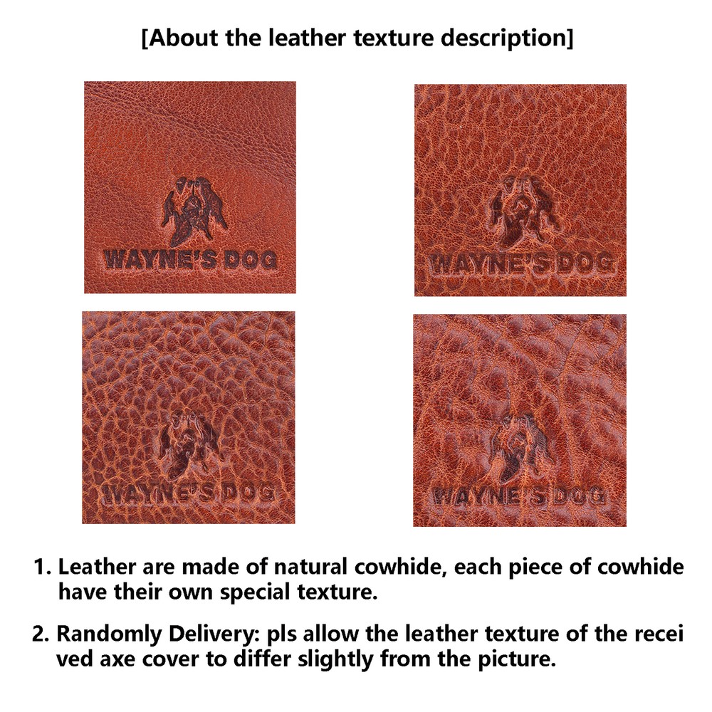 Wayne's Dog Full Leather Axe Hatchet Blade Cover, Cowhide Axe Blade Protector